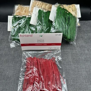 Weihnachten Raffia Basteln Band Garn Konvolut 7 Stück Natur Rot Grün Deko - Bild 1 von 5