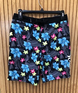 HURLEY Black CABANA FLORAL BOARDSHORTS SWIM SHORTS 8.5" INSEAM BOY'S 14/27 WAIST - Picture 1 of 6