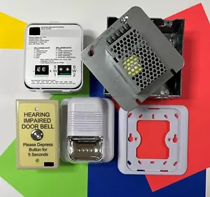 Hard-Wired 24VDC Doorbell System Kit for Deaf w/Selectable Strobe Colors & Audio - Picture 1 of 1