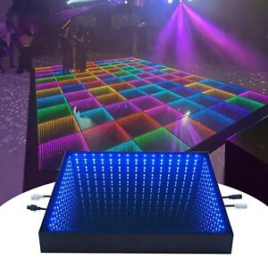 MOKA 3D LED Dance Floor Infinity Mirror Tempered Glass 8X8FT with Flight Case