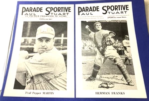 1943-48 Paul Stuart "Parade Sportive" Paul Martin+Herman Franks Baseball Photos! - Picture 1 of 5