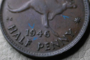 * 1946y. HALF PENNY ERROR LUMP'S ON REVERSE #WFJ77 - Picture 1 of 13