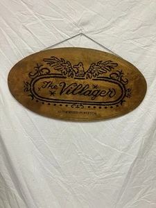 Vintage The Villager Authorized Purveyor Advertising Sign Wood Double Sided Prep - Picture 1 of 8