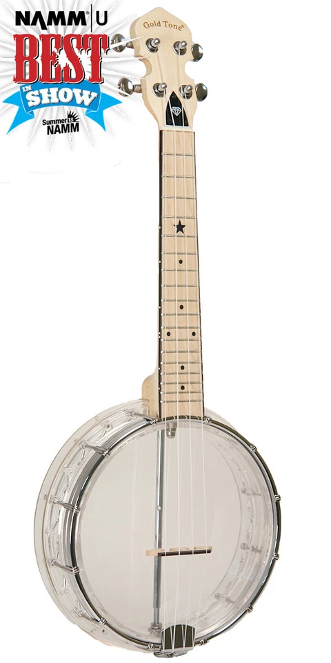 GOLD TONE LGLT-D Little Gem Banjo Ukulele Concert Clear Acrylic - Diamond w/ BAG - Image 1 of 4