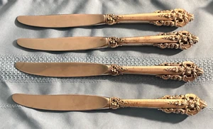 Set Of 4 OLD Grande Baroque Wallace Sterling Silver Dinner Knife No Mongram - Picture 1 of 3
