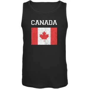 World Cup Distressed Flag Canada Black Adult Tank Top - Picture 1 of 1