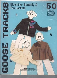 Gänsespuren Muster 50 Blühender Schmetterling und Fächer Jacke Muster Erwachsene S M L - Bild 1 von 2