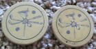 2 VINTAGE CLAY POKER CHIPS WITH CROSSED CLUBS, GOLF BALLS & UNIQUE HOLE FLAG