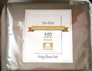 Set lenzuola KING senza ferro antirughe 100% cotone 400 fili tortora - NUOVO! - Foto 1 di 1