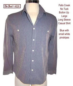 Falls Creek Button Up No Tuck Long Sleeve Men's LG Button Down Collared Shirt - Picture 1 of 4