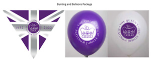 Queens Jubilee Bunting & Balloons Package Street Party Decorations Platinum Logo