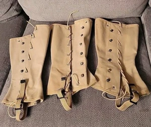 3 leggings bottes vintage 1943 Seconde Guerre mondiale guêtres en toile militaire spats Gregory & Read Co. - Photo 1/10