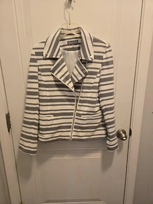 Женская bagatelle с подкладкой ассиметричный молнии куртка - размер XL - серый и белый полоски - Изображение 1 из 2