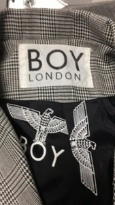Boy London men's jacket black white logo buttons zippers on pockets chest 44" L - Picture 1 of 10