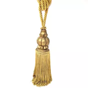 Tenda vintage nappa tieback oro ornato legno intagliato reggenza lusso grande 31" - Foto 1 di 11