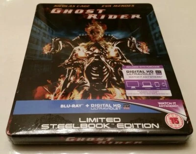 Marvel's Ghost Rider Debossed STEELBOOK (Blu-ray, UK, Extended Cut) REGION FREE - Image 1 of 4