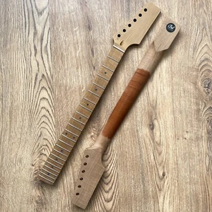 Telecaster Gerösteter Flame Ahorn Hals Edelstahl Unfertiger Paddel Kopfplatte - Picture 1 of 7