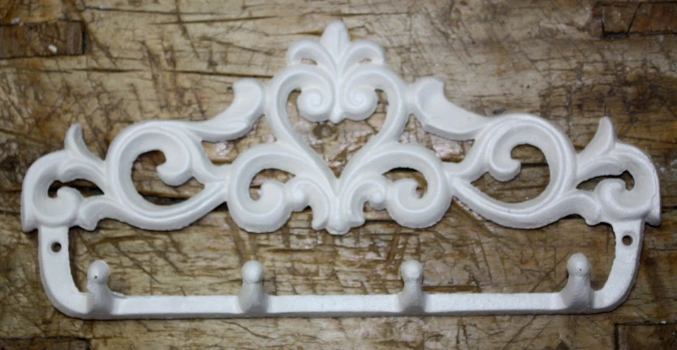 Hierro Fundido ESTILO VICTORIANO Toalla Abrigo Ganchos Sombrero Gancho Llavero Corazón Rústico 4 GANCHOS Foto 1 de 1