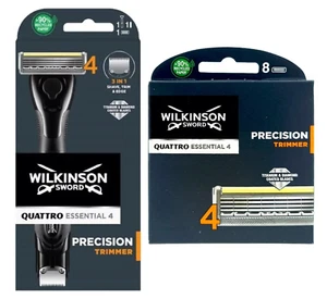 Wilkinson Sword Quattro Titanium Präzisionstrimmer Rasierer 3in1 Rasierer + 8 Klingen - Bild 1 von 6