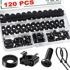 120 Pcs M6x16mm Server Rack Screws and Cage Nuts Rack Mount Screws and Cage Nuts - Afbeelding 1 van 6