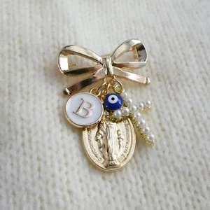 Baby Girl Keepsake Pin, Evil Eye, Christening Gift First Communion, Virgin Mary - Picture 1 of 3