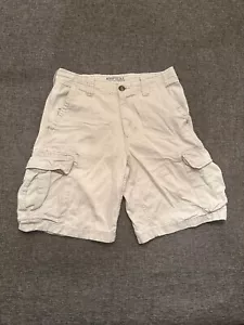 Pantaloncini uomo Aeropostale autentici cargo crema tasche bottoni coulisse - Foto 1 di 14