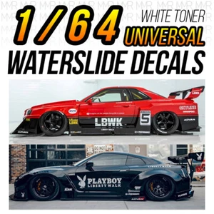Calcomanía universal blanca personalizada LIBERTY WALK LBWK R34 R35 escala 1/64 - Imagen 1 de 4