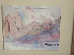 Framed Watercolor Painting Impressionist Study of a Female Nude - Picture 1 of 3