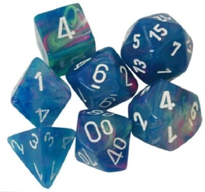 Chessex Würfel festliche Seerose/weiße Zahlen polyedrisch 7-Stanzformen Set CHX27546 - Bild 1 von 2