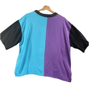 Camiseta de Colección Años 90 Colorblock Para Hombre Talla L - Verde azulado, púrpura, negro - Ropa de calle retro - Imagen 1 de 6