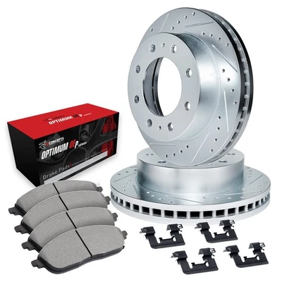 For Dodge W250 86-93 Drilled & Slotted Front Brake Kit w Optimum Pads Foto 1 de 4