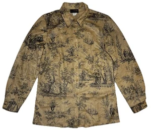 VTG David Paul New York Women’s M Button Shirt AOP Couples Love Garden Colonial - Picture 1 of 9