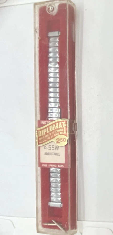 NUEVA CORREA DE RELOJ DE EXPANSIÓN DIPLOMÁTICA DE COLECCIÓN para damas plateada 10-13 mm asas 5-3/8” de largo Foto 1 de 4