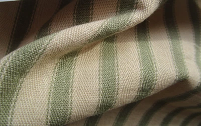 Verde Beige Algodón Sarga Tejido Espiga Raya Tictac 16.52 yardas 2 sm números Foto 1 de 4