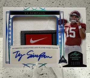 2022 Leaf Trinity - TY SIMPSON Patch Auto /30 - Nike Swoosh Logo eBay 1/1 RPA - Picture 1 of 3