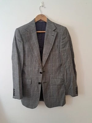 Terno xadrez cinza Charles Tyrwhitt Reino Unido 36 lã flanela curta 3 peças Londres - Imagem 1 de 4