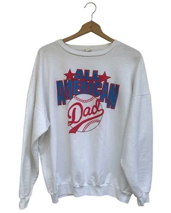Vintage Sweatshirt All American Dad Mens Sz 60” Pullover Crew Neck USA Baseball - Picture 1 of 4