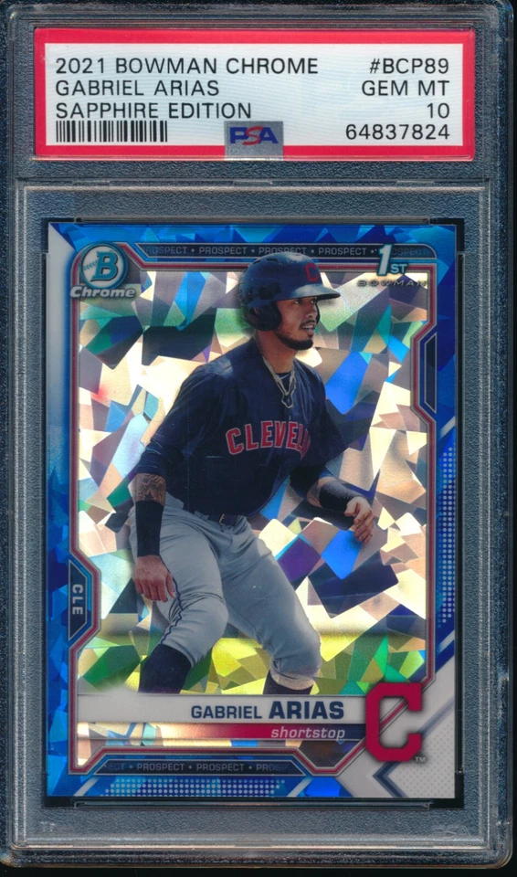 PSA 10 GABRIEL ARIAS 1st 2021 Bowman Chrome SAPPHIRE Ed. REFRACTOR RC GEM MINT - Image 1 of 1