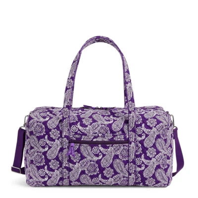 Vera Bradley Large Travel Duffle Purple White Bandana Paisley NWT 22x11.5x11.5 - Image 1 of 4
