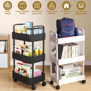 Carrito de cocina estantería con ruedas estantería deslizante 3 estantes de plástico con estante de nicho de 4 ruedas - Imagen 1 de 17