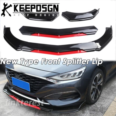 Glossy Front Bumper Lip Splitter Strut Rods for Hyundai Veloster Elantra Sonata - Image 1 of 4