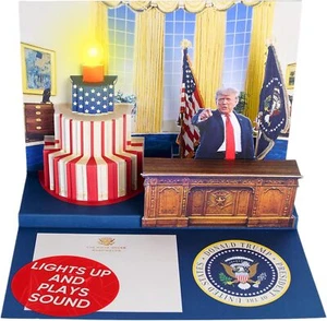 Patriotic Trump Talking Pop Up Birthday Card Lights Up and Sings Happy Birthday - Picture 1 of 5