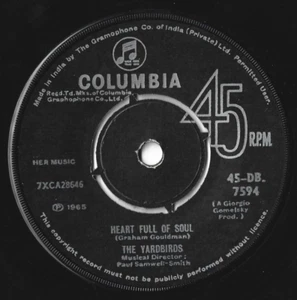 THE YARDBIRDS Heart Full Of Soul VINYL 7" SINGLE INDIAN PRESSING - Picture 1 of 2