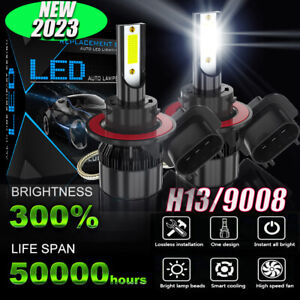 H13 9008 LED Headlight Bulbs Kit 10000W 1000000LM Hi/Lo Beam Super Bright White+