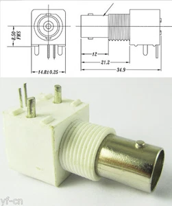 100x White BNC Female Jack Right Angle PCB Panel Mount CCTV Soldering Connector - Picture 1 of 5