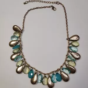 Vintage, Brass And Acrilic Dangles Necklace, 21"good Condition - Picture 1 of 8