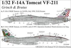 UpRise Decals UR32202 - DECAL F-14A Tomcat VF-211 Grinch&Brutus 1/32 - Picture 1 of 8