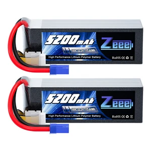 2x Zeee 22.2V 100C 5200mAh 6S LiPo Battery EC5 for RC Car Truck Boat Helicopter - Picture 1 of 6