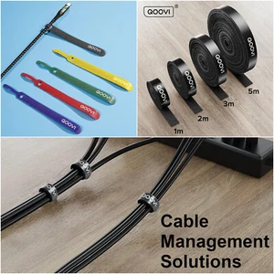 QOOVI Hook And Loop Straps And Ties Cut to Size Tape Cable Management Solution - Picture 1 of 23