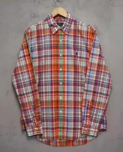 Camisa Ralph Lauren Para Hombre Mediana Manga Larga Calce Regular Cuadros Multicolor Naranja - Imagen 1 de 12